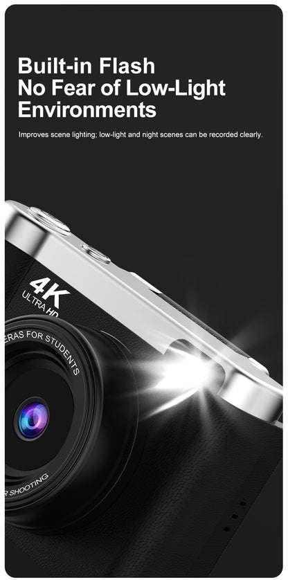 4K Ultra HD Digital Camera - 75MP, 2.8-inch Rotatable Screen, Auto Focus & Built-in Flash(white) V888-ELOSUNG35726