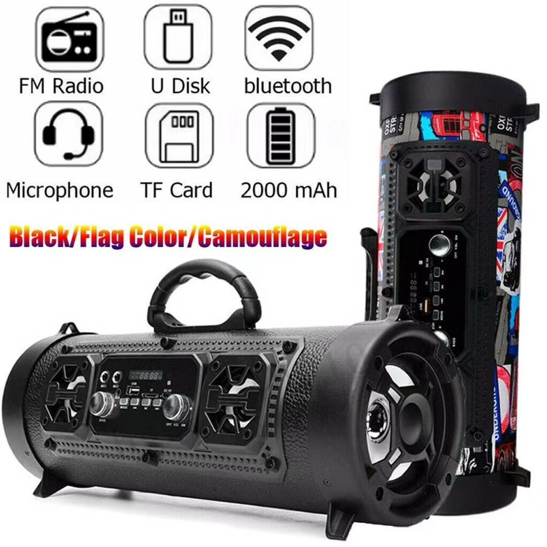 Portable Wireless Speaker - FM Radio, USB/TF Playback, AUX Input, Microphone Support & 2000mAh Battery(Blue V888-ELOSUNG35729