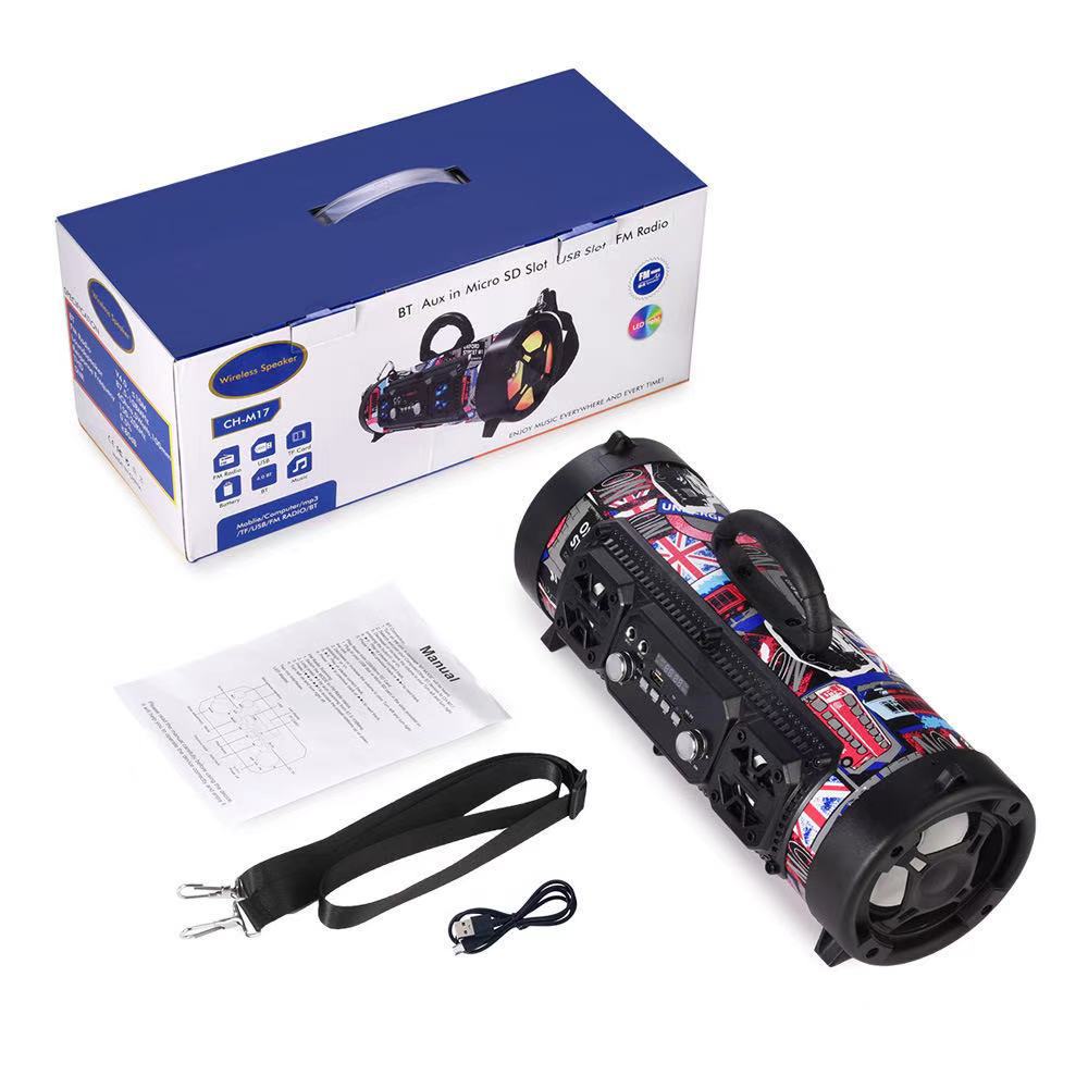 Portable Wireless Speaker - FM Radio, USB/TF Playback, AUX Input, Microphone Support & 2000mAh Battery(Blue V888-ELOSUNG35729