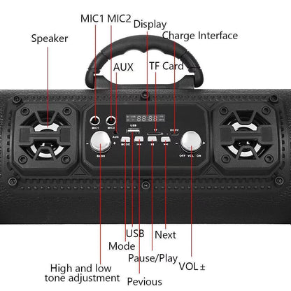 Portable Wireless Speaker - FM Radio, USB/TF Playback, AUX Input, Microphone Support & 2000mAh V888-ELOSUNG35730