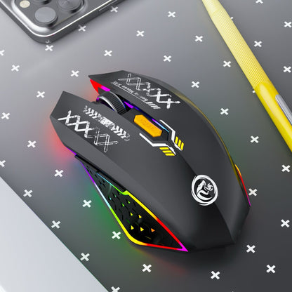 Ergonomic Dual-Mode Wireless Gaming Mouse - Mute Buttons, Adjustable DPI, Rechargeable, Multi-Assist V888-ELOSUNG35735