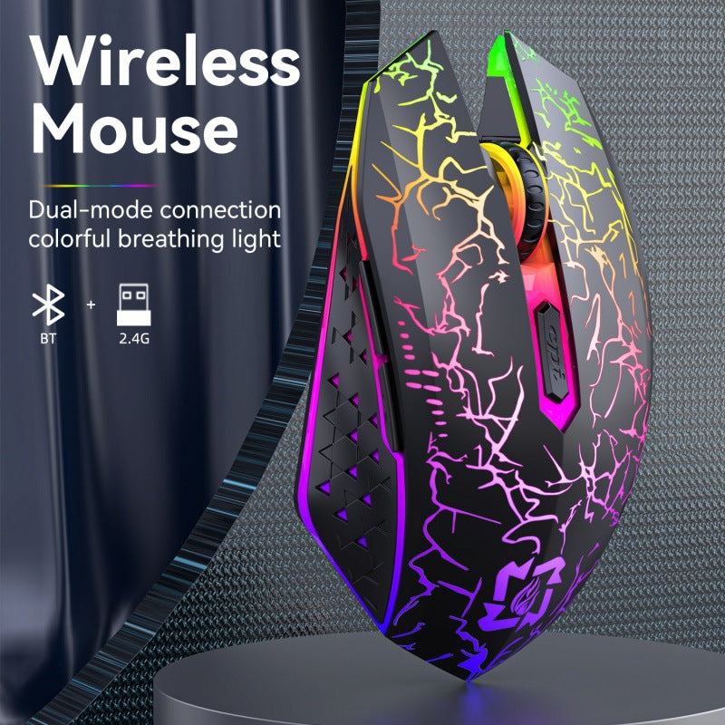 Ergonomic Dual-Mode Wireless Gaming Mouse - Mute Buttons, Adjustable DPI, Rechargeable, Multi-Assist V888-ELOSUNG35735