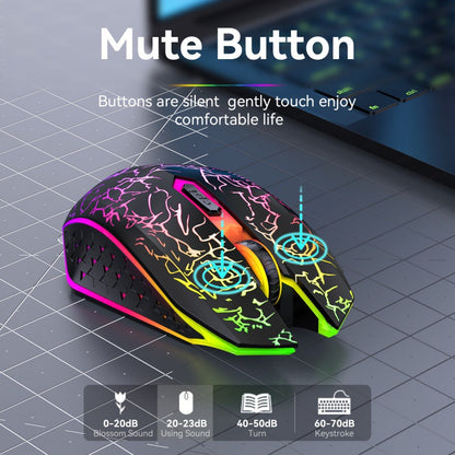 Ergonomic Dual-Mode Wireless Gaming Mouse - Mute Buttons, Adjustable DPI, Rechargeable, Multi-Assist V888-ELOSUNG35736