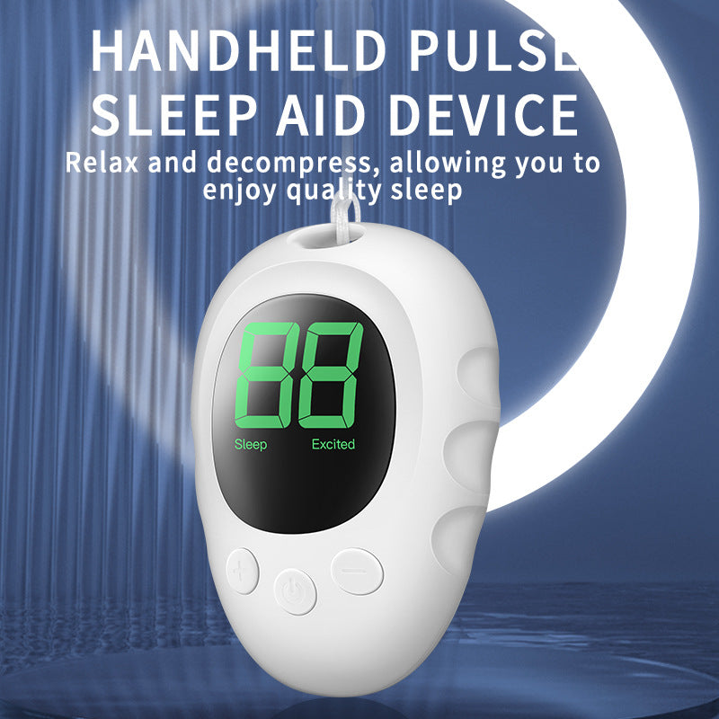 Handheld Microcurrent Sleep Aid Device - USB Rechargeable Pulse Massager for Relaxation & Deep Sleep(White) V888-ELOSUNG35740