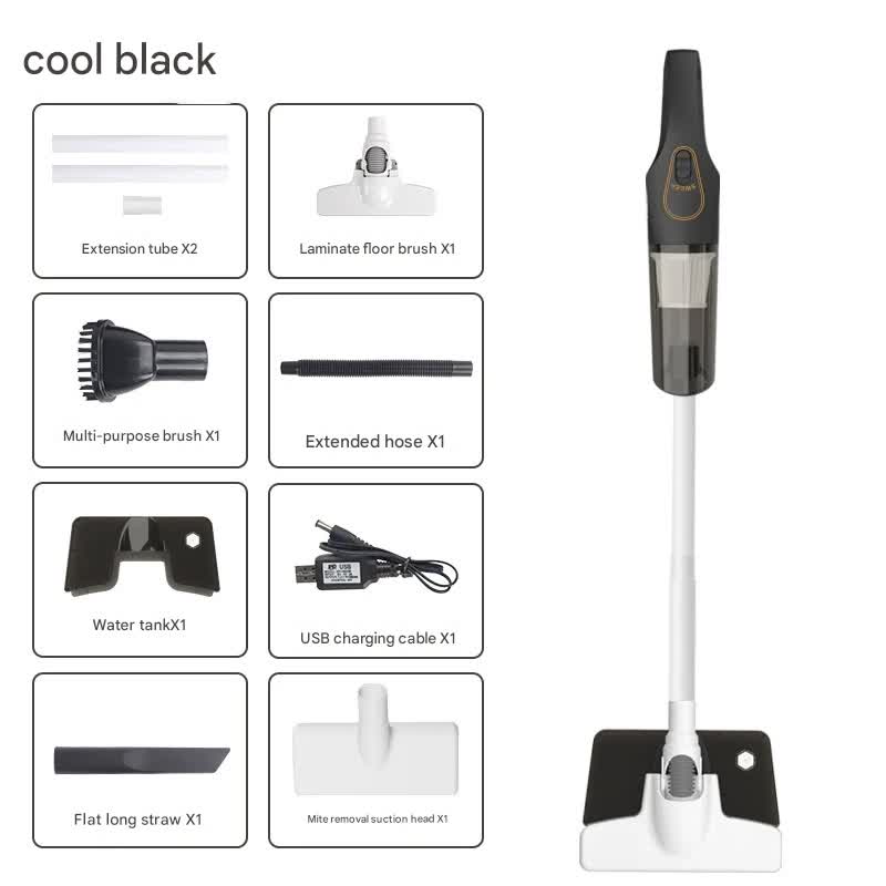 Cordless 2-in-1 Handheld & Stick Vacuum Cleaner with Detachable Water Tank & Dust Mite Remover(black) V888-ELOSUNG35745