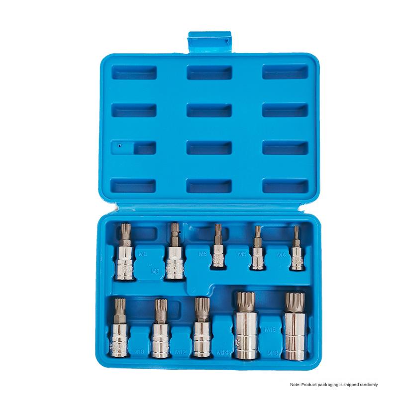 10-Piece M-Type Spline Bit Socket Set - Chrome Steel, Polished & Quenched for Durability with Storage V888-ELOSUNG35749