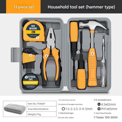 13-Piece Essential Household Tool Kit - Compact Home Repair & DIY Set with Storage Case(yellow) V888-ELOSUNG35751