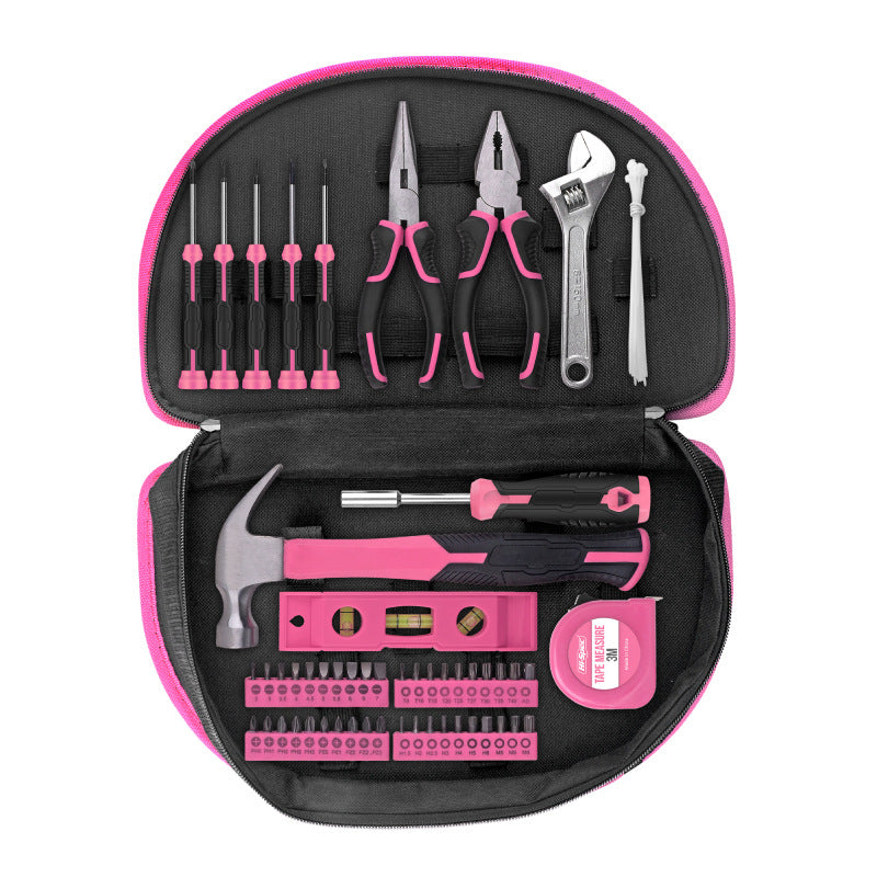 63-Piece Essential Home Repair Tool Kit with Portable Zipper Case(pink) V888-ELOSUNG35759