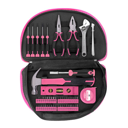 63-Piece Essential Home Repair Tool Kit with Portable Zipper Case(pink) V888-ELOSUNG35759
