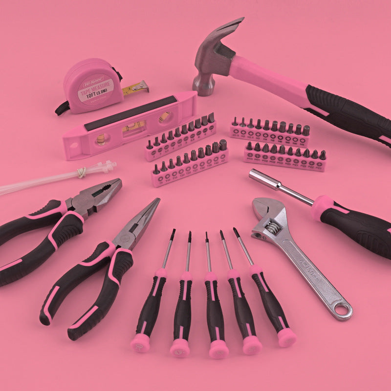 63-Piece Essential Home Repair Tool Kit with Portable Zipper Case(pink) V888-ELOSUNG35759