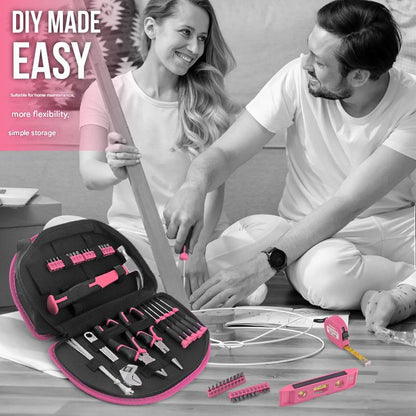 63-Piece Essential Home Repair Tool Kit with Portable Zipper Case(pink) V888-ELOSUNG35759