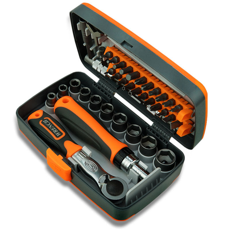 38-Piece Ratchet Screwdriver & Socket Wrench Set - Professional Multi-Bit Repair Tool Kit with Portable V888-ELOSUNG35761