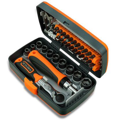 38-Piece Ratchet Screwdriver & Socket Wrench Set - Professional Multi-Bit Repair Tool Kit with Portable V888-ELOSUNG35761