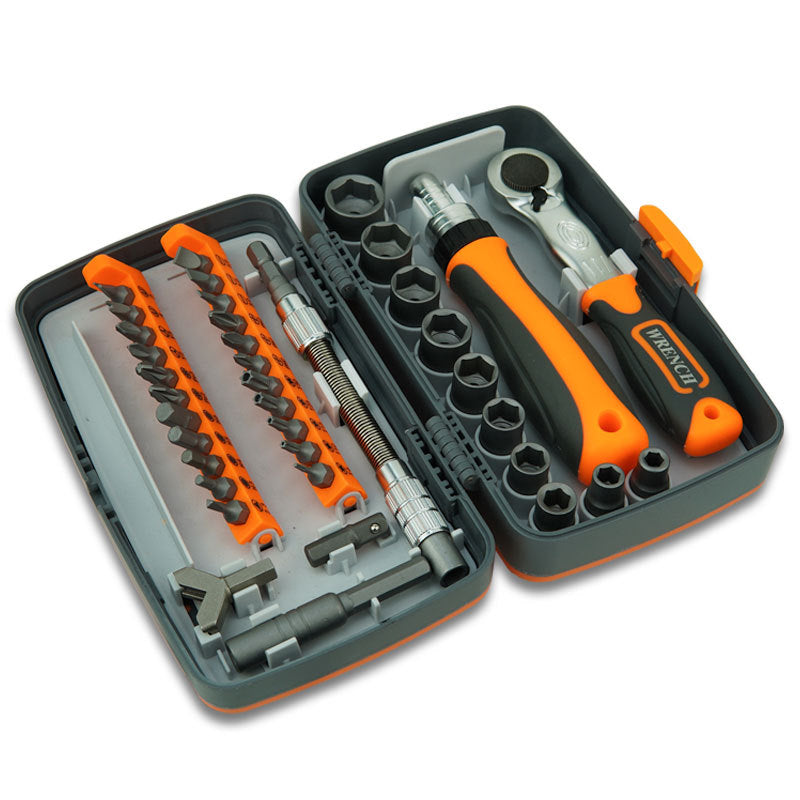 38-Piece Ratchet Screwdriver & Socket Wrench Set - Professional Multi-Bit Repair Tool Kit with Portable V888-ELOSUNG35761