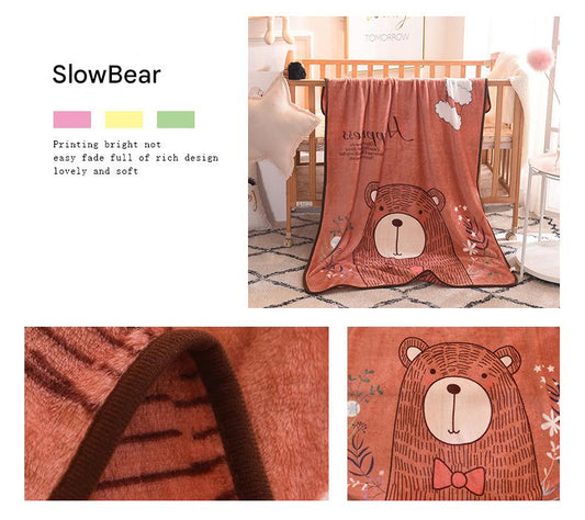 Ultra-Soft Kids Plush Fleece Blanket - Cozy Cartoon Animal Throw for All Seasons (Bear) V888-ELOSUNG35763