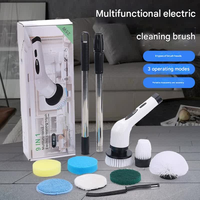 9-in-1 Multifunctional Cordless Electric Spin Scrubber with Adjustable Extension Handle(white) V888-ELOSUNG35772