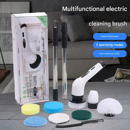 9-in-1 Multifunctional Cordless Electric Spin Scrubber with Adjustable Extension Handle(white) V888-ELOSUNG35772