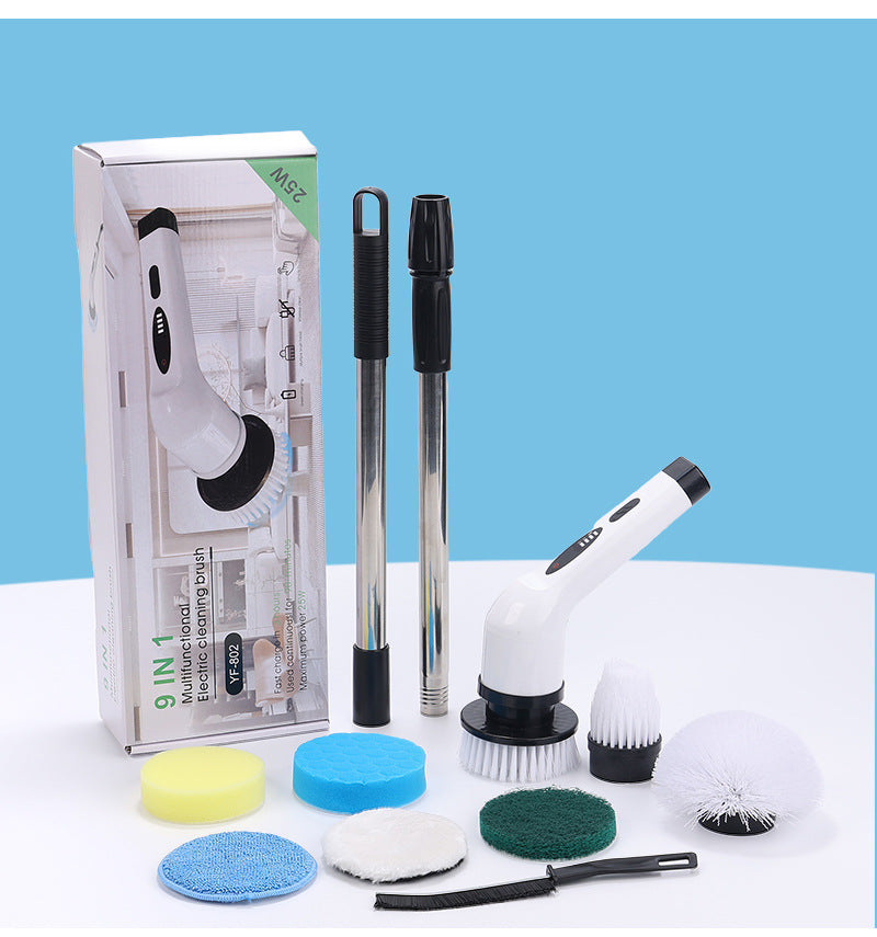 9-in-1 Multifunctional Cordless Electric Spin Scrubber with Adjustable Extension Handle(white) V888-ELOSUNG35772