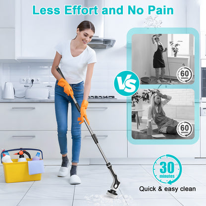 Multi-Functional Electric Spin Scrubber with Voice Broadcast, 9 Heads, Adjustable Extension Handle & LED V888-ELOSUNG35777