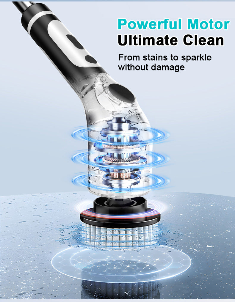 Multi-Functional Electric Spin Scrubber with Voice Broadcast, 9 Heads, Adjustable Extension Handle & LED V888-ELOSUNG35777
