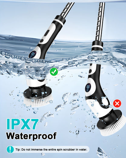 Multi-Functional Electric Spin Scrubber with Voice Broadcast, 9 Heads, Adjustable Extension Handle & LED V888-ELOSUNG35777