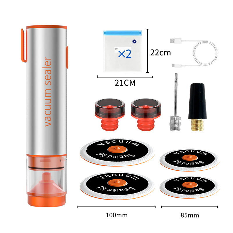 Multi-Function Handheld Electric Vacuum Sealer & Inflator Kit - For Food Bags, Jars, Wine & Balls(Gray Orange) V888-ELOSUNG35778