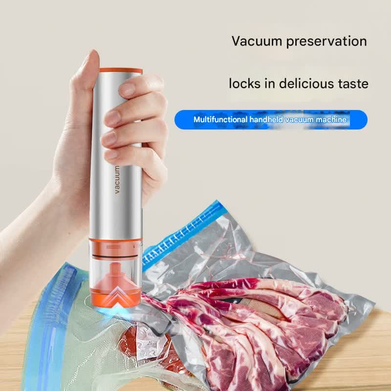 Multi-Function Handheld Electric Vacuum Sealer & Inflator Kit - For Food Bags, Jars, Wine & Balls(Gray Orange) V888-ELOSUNG35778