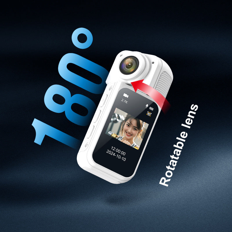 Thumb-Sized 2.7K Camera with 180 Rotatable Lens & Magnet Mount - Capture Your World Hands-Free(black+128G) V888-ELOSUNG35781