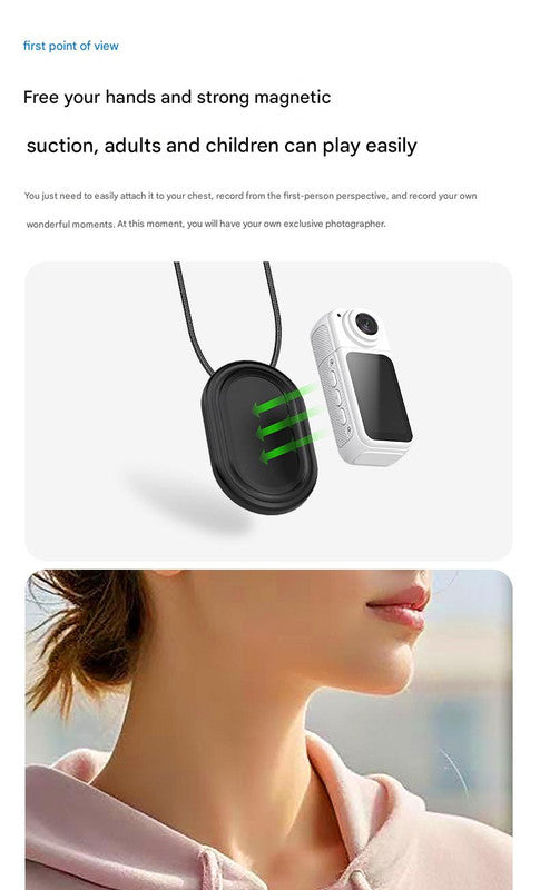 Thumb-Sized 2.7K Camera with 180 Rotatable Lens & Magnet Mount - Capture Your World Hands-Free(white+32G) V888-ELOSUNG35782