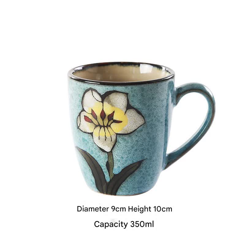 Artisanal Hand-Painted Floral Ceramic Mug - 350ml (Blind Box - 1 of 5 Styles Sent Randomly) V888-ELOSUNG35789