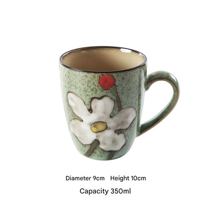 Artisanal Hand-Painted Floral Ceramic Mug - 350ml (Blind Box - 1 of 5 Styles Sent Randomly) V888-ELOSUNG35789