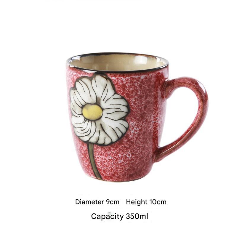 Artisanal Hand-Painted Floral Ceramic Mug - 350ml (Blind Box - 1 of 5 Styles Sent Randomly) V888-ELOSUNG35789