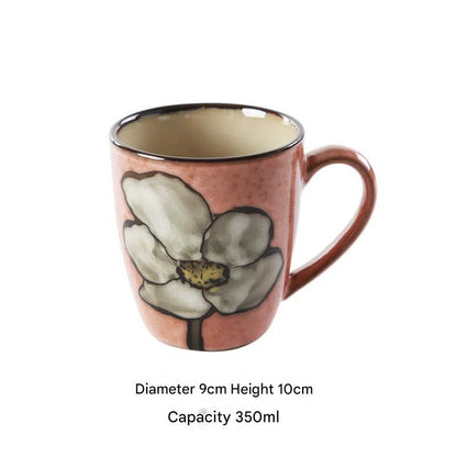 Artisanal Hand-Painted Floral Ceramic Mug - 350ml (Blind Box - 1 of 5 Styles Sent Randomly) V888-ELOSUNG35789