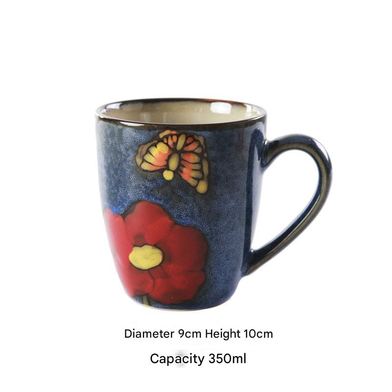Artisanal Hand-Painted Floral Ceramic Mug - 350ml (Blind Box - 1 of 5 Styles Sent Randomly) V888-ELOSUNG35789