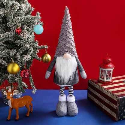 Retractable Leg Christmas Gnome Plush - Adjustable Standing Holiday Decoration(Grey) V888-ELOSUNG35790