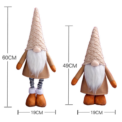 Retractable Leg Christmas Gnome Plush - Adjustable Standing Holiday Decoration(Grey) V888-ELOSUNG35790