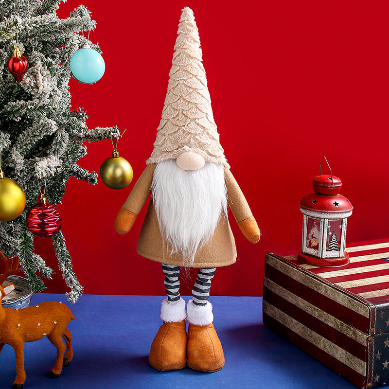 Retractable Leg Christmas Gnome Plush - Adjustable Standing Holiday Decoration(brown) V888-ELOSUNG35791
