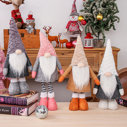 Retractable Leg Christmas Gnome Plush - Adjustable Standing Holiday Decoration(pink) V888-ELOSUNG35792