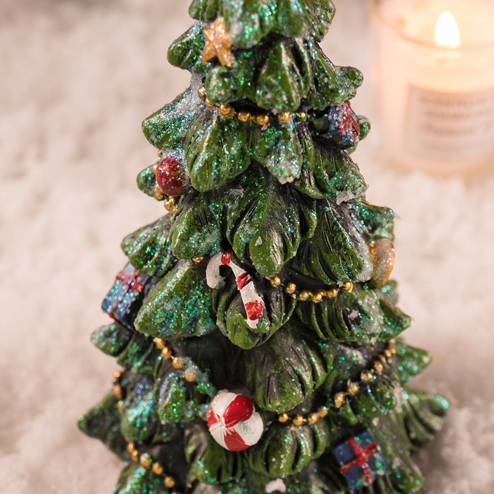 Miniature Decorated Christmas Tree Tabletop Ornament - Holiday Village Display Decoration(green) V888-ELOSUNG35800