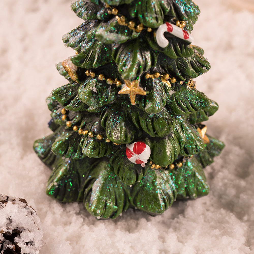 Miniature Decorated Christmas Tree Tabletop Ornament - Holiday Village Display Decoration(green) V888-ELOSUNG35800