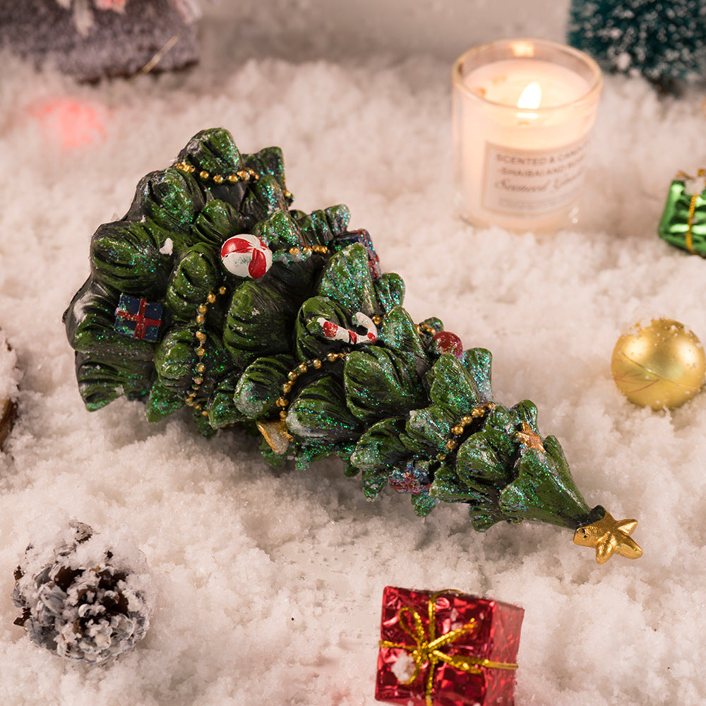 Miniature Decorated Christmas Tree Tabletop Ornament - Holiday Village Display Decoration(green) V888-ELOSUNG35800