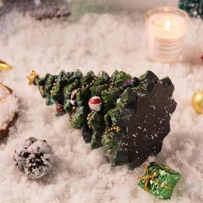 Miniature Decorated Christmas Tree Tabletop Ornament - Holiday Village Display Decoration(green) V888-ELOSUNG35800