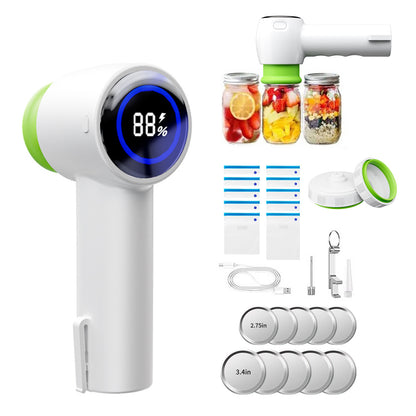Multi-Function Handheld Vacuum Sealer & Inflator with LED Display - For Food Storage, Jars, Bags & V888-ELOSUNG35803