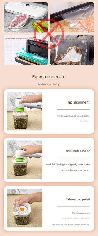 Multi-Function Handheld Vacuum Sealer & Inflator with LED Display - For Food Storage, Jars, Bags & V888-ELOSUNG35803