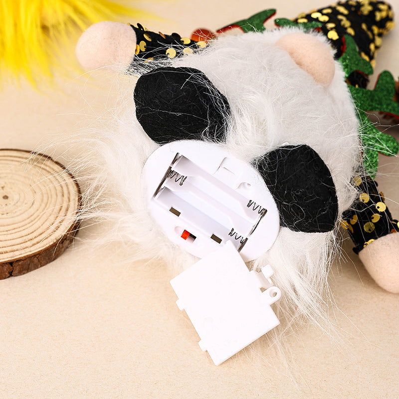 Light-Up Christmas Gnome Plush Doll with Sequin Hat & Antlers - Festive LED Tabletop Decoration(red) V888-ELOSUNG35808