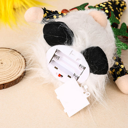 Light-Up Christmas Gnome Plush Doll with Sequin Hat & Antlers - Festive LED Tabletop Decoration(gold) V888-ELOSUNG35810
