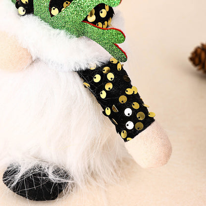 Light-Up Christmas Gnome Plush Doll with Sequin Hat & Antlers - Festive LED Tabletop Decoration(silver) V888-ELOSUNG35811