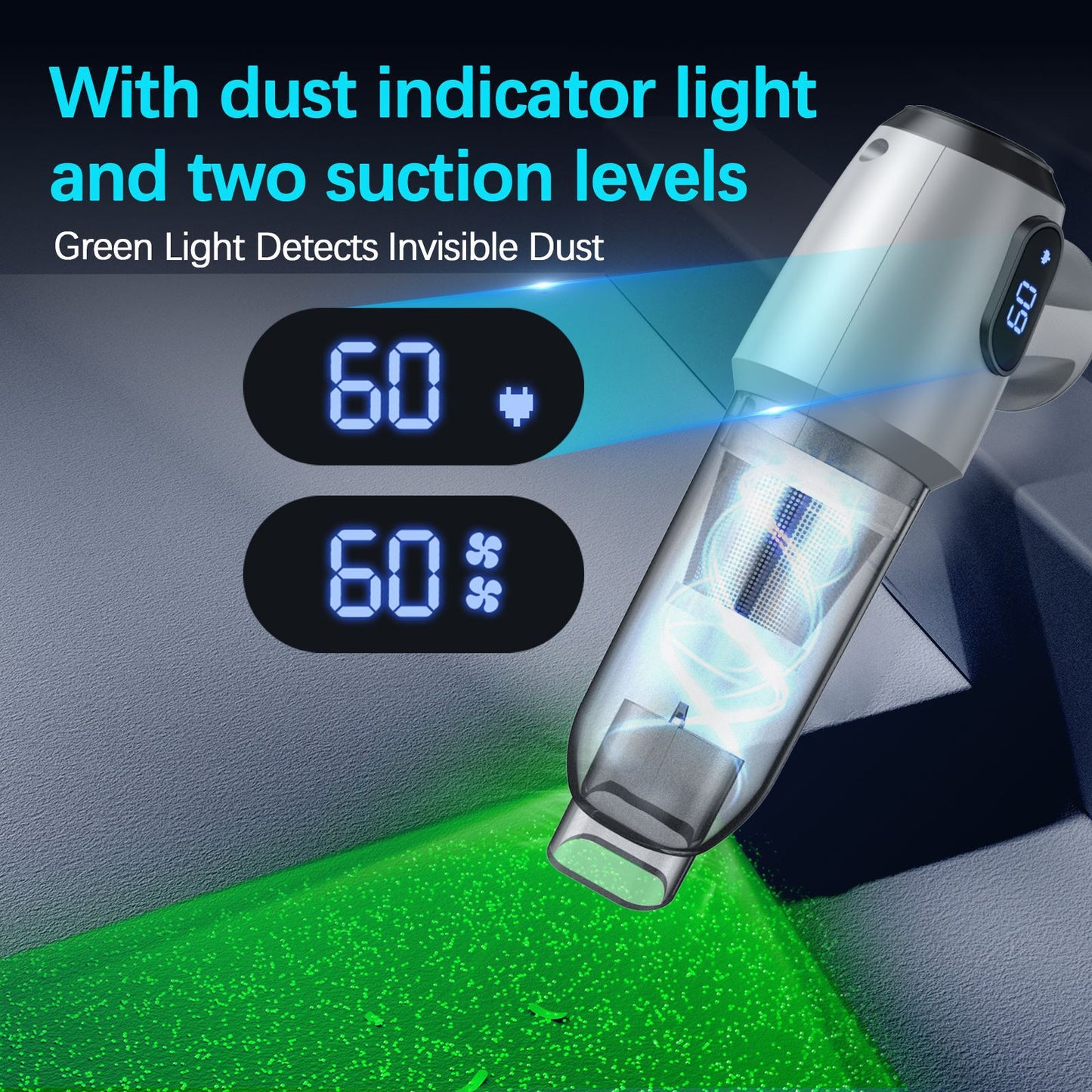 2-in-1 Cordless Handheld Vacuum & Air Duster - 12000Pa Suction, 70000 RPM, LED Light, USB-C V888-ELOSUNG35816
