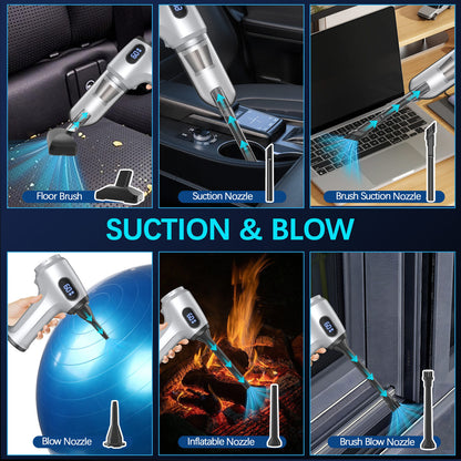 2-in-1 Cordless Handheld Vacuum & Air Duster - 12000Pa Suction, 70000 RPM, LED Light, USB-C V888-ELOSUNG35816