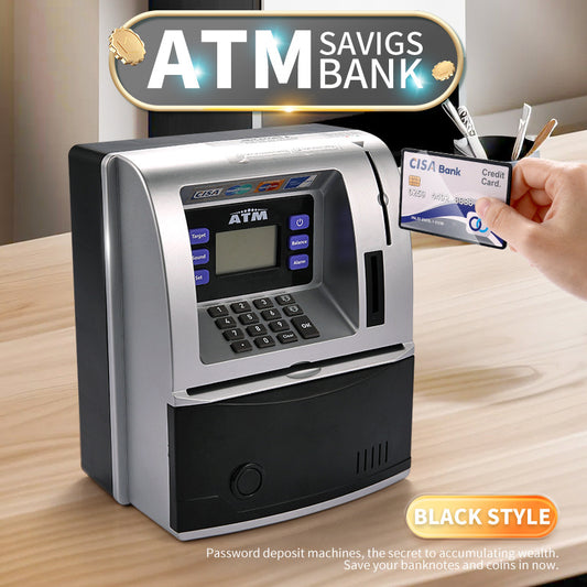 Kids Electronic ATM Savings Bank - Digital Piggy Bank with Password, Auto Roll-in Banknotes & Coin Slot for V888-ELOSUNG35820